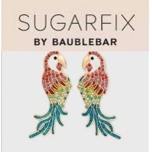 NWT Sugarfix by BaubleBar Free As A Bird Rhinestone Parrot Earrings